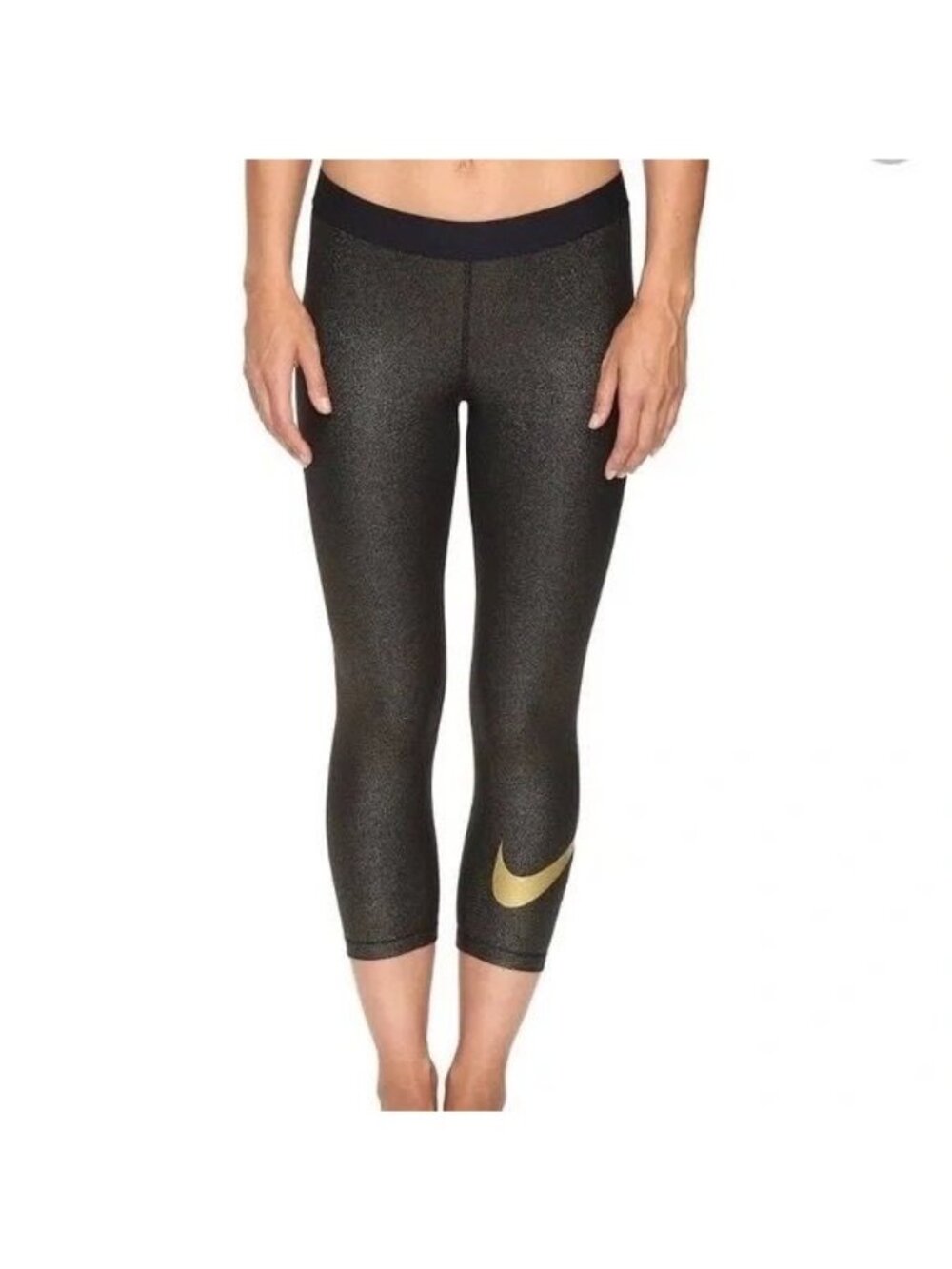 Nike Pro Cool Gold Metallic Crop Leggings